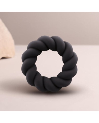 ROCKS-OFF - ANNEAU DE MASTURBATION EN SILICONE NOIR TWIST