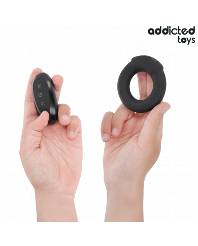 ADDICTED TOYS - ANNEAU PÉNITENTIAIRE VIBRANT À EFFET CHAUFFANT AVEC TÉLÉCOMMANDE
