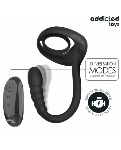 ADDICTED TOYS - ANNEAU PÉNITENTIAIRE VIBRANT POUR POINT P AVEC TÉLÉCOMMANDE