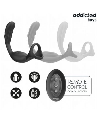 ADDICTED TOYS - ANNEAU PÉNIS PROSTATIQUE DOUBLE AVEC TÉLÉCOMMANDE