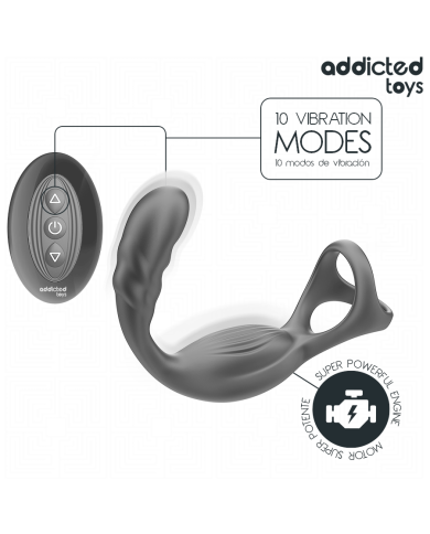 ADDICTED TOYS - ANNEAU PÉNIS PROSTATIQUE DOUBLE AVEC TÉLÉCOMMANDE
