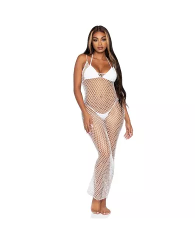 LEG AVENUE - ROBE MAXI EN FILET TORSADÉ TAILLE UNIQUE BLANC