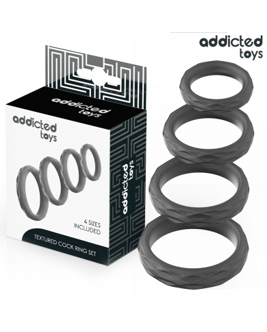 ADDICTED TOYS - ENSEMBLE D'ANNEAUX PÉNIS TEXTURÉS, 4 TAILLES