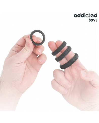 ADDICTED TOYS - ENSEMBLE D'ANNEAUX PÉNIS TEXTURÉS, 4 TAILLES