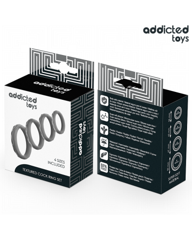 ADDICTED TOYS - ENSEMBLE D'ANNEAUX PÉNIS TEXTURÉS, 4 TAILLES