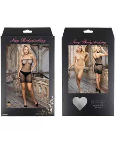 QUEEN LINGERIE - ROBE CORPS EN FILET AVEC DIAMANTS S/L