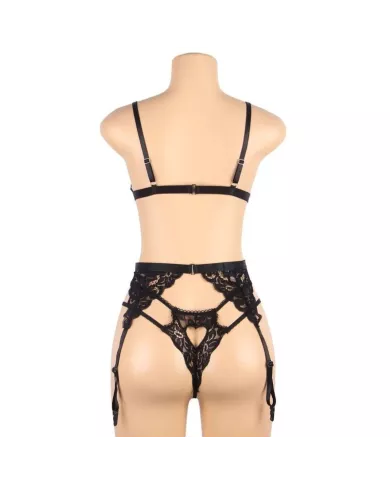 SUBBLIME - SET ENSEMBLE TROIS PIÈCES SOUTIEN-GORGE + PORTE-JARRETELLE + STRING L/XL