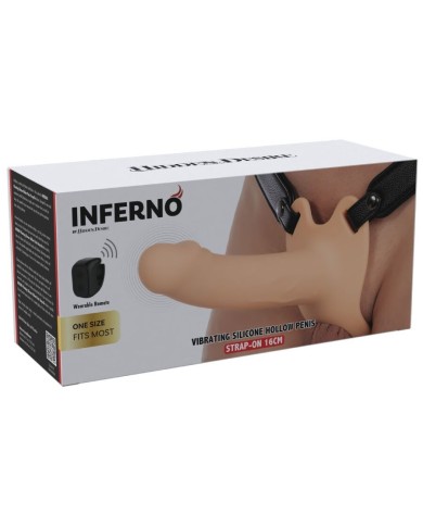 HIDDEN DESIRE - INFERNO MANCHON PÉNIS VIBRANT AVEC STRAP-ON 16 CM