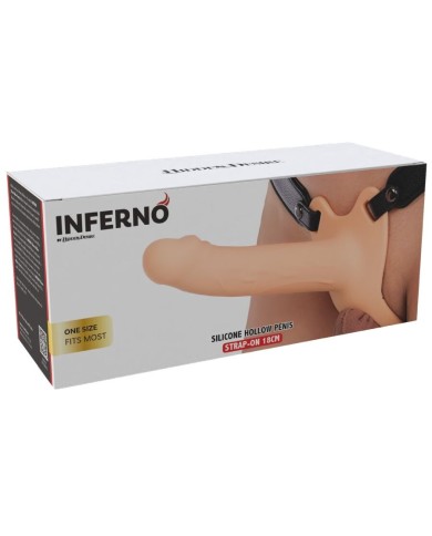 HIDDEN DESIRE - INFERNO MANCHON PÉNIS AVEC STRAP-ON EN SILICONE 18 CM