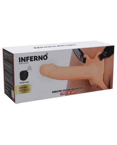 HIDDEN DESIRE - INFERNO MANCHON PÉNIS VIBRANT AVEC STRAP-ON 18 CM
