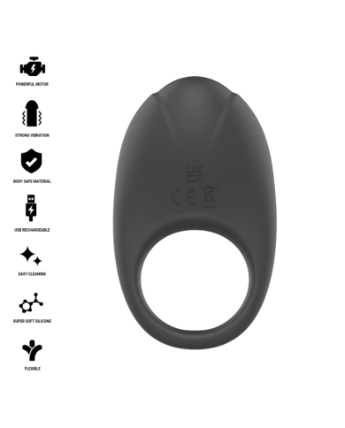 INTENSE - MERLOTTE ANILLO VIBRADOR CON ESTIMULACIÓN DE CLÍTORIS NEGRO
