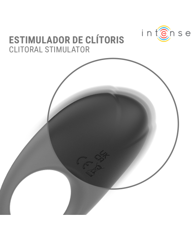 INTENSE - MERLOTTE ANILLO VIBRADOR CON ESTIMULACIÓN DE CLÍTORIS NEGRO