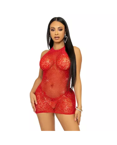 LEG AVENUE - RHINESTONE HALTER MINI ROBE TAILLE UNIQUE - ROUGE LEG AVENUE - RHINESTONE HALTER MINI ROBE TAILLE UNIQUE - ROUGE