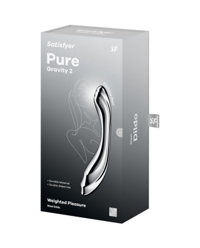 SATISFYER - PURE GRAVITY 2 GODEMICHET DOUBLE EXTRÉMITÉ EN ACIER INOXYDABLE