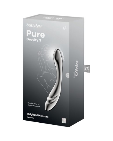 SATISFYER - PURE GRAVITY 3 GODEMICHET DOUBLE EXTRÉMITÉ EN ACIER INOXYDABLE