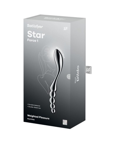 SATISFYER - STAR FORCE 1 GODEMICHET DOUBLE EN ACIER INOXYDABLE