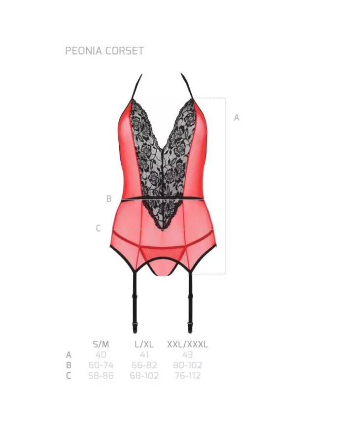PASSION - PEONIA CORSET LIGNE ÉROTIQUE ROUGE S/M PASSION - PEONIA CORSET LIGNE ÉROTIQUE ROUGE S/M