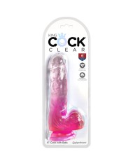 KING COCK - CLEAR PÉNIS RÉALISTE AVEC BOULES 13.5 CM ROSE