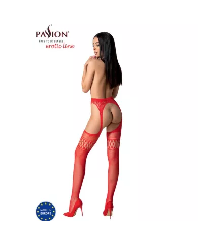 PASSION - S026 BAS ROUGES AVEC JARRETIÈRE TAILLE UNIQUE