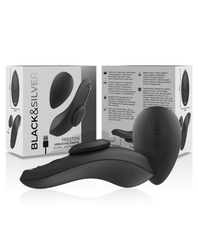BLACK&SILVER - CULOTTE VIBRANTE RECHARGEABLE EN SILICONE PRESTON NOIRE