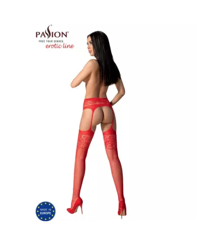PASSION - S029 BAS ROUGES AVEC JARRETIÈRE TAILLE UNIQUE