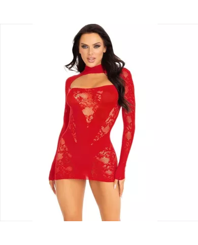 LEG AVENUE - MINI ROBE AVEC DENTELLE MANCHES LONGUES ROUGE LEG AVENUE - MINI ROBE AVEC DENTELLE MANCHES LONGUES ROUGE