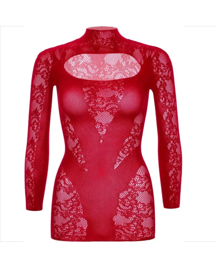 LEG AVENUE - MINI ROBE AVEC DENTELLE MANCHES LONGUES ROUGE