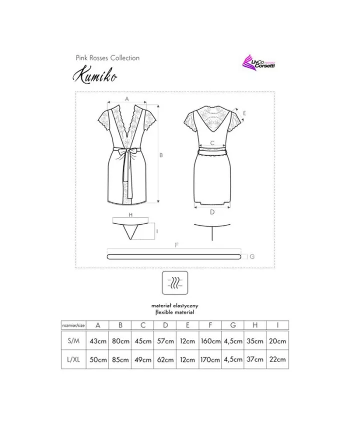 LIVCO CORSETTI FASHION - KUMIKO LC 90428 ROBE DE CHAMBRE + CULOTTE NOIR L/XL