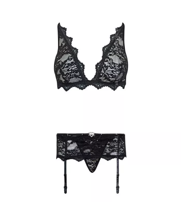 LIVCO CORSETTI FASHION - BELITA LC 90231 SOUTIEN-GORGE + CULOTTE + JARRETIÈRE NOIR S/M