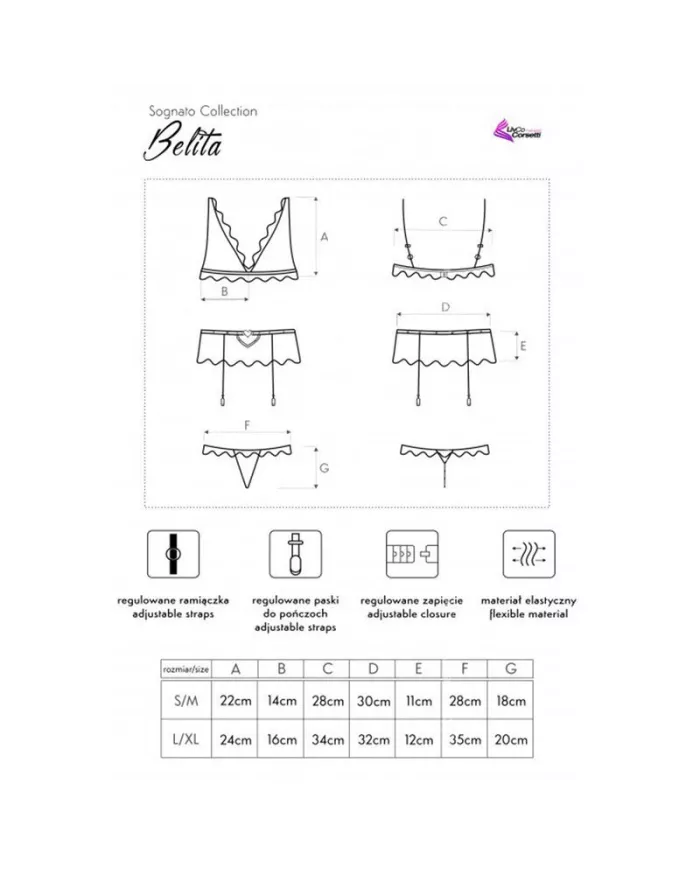 LIVCO CORSETTI FASHION - BELITA LC 90231 SOUTIEN-GORGE + CULOTTE + JARRETIÈRE NOIR L/XL