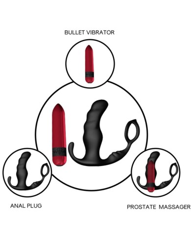 ARMONY - KNIGHT VIBRATEUR ANAL PROSTATE & ANNEAU TÉLÉCOMMANDE NOIR