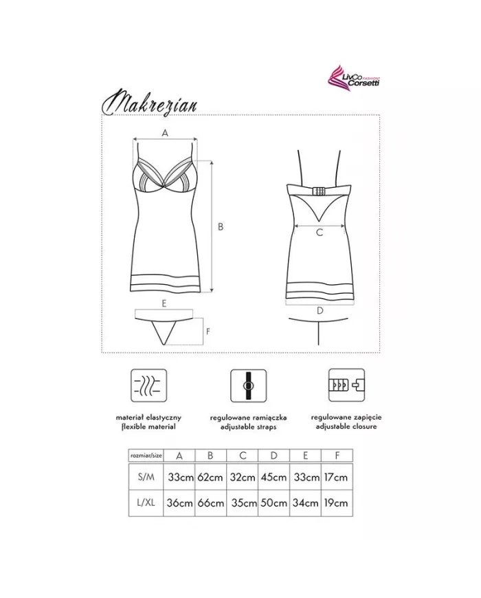 LIVCO CORSETTI FASHION - CHEMISE + CULOTTE MAKREZIAN LC 90545 NOIR