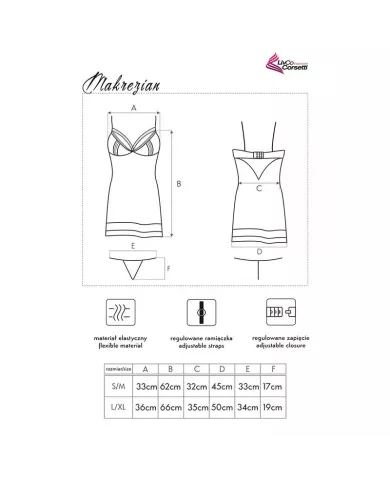 LIVCO CORSETTI FASHION - CHEMISE + CULOTTE MAKREZIAN LC 90545 NOIR L/XL