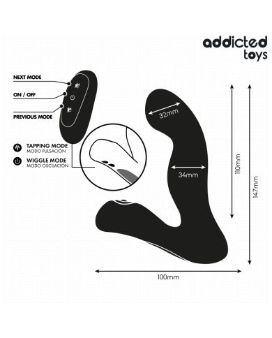 ADDICTED TOYS - MASSEUR DE PROSTATE OSCILLANT AVEC MODE PULSATION ET TÉLÉCOMMANDE
