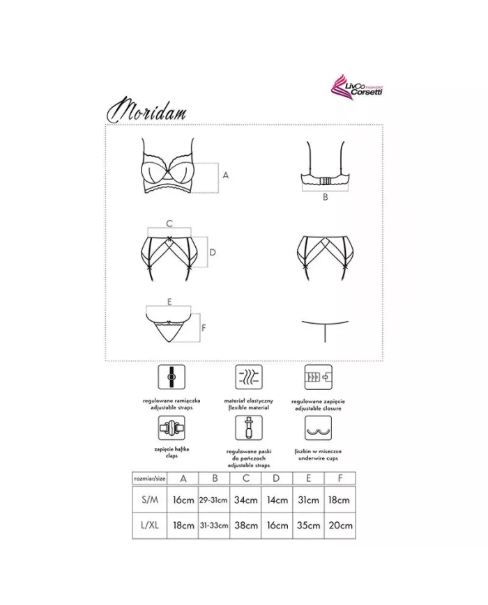 LIVCO CORSETTI FASHION - MORIDAM LC 90552 SOUTIEN-GORGE + JARRETIÈRE + CULOTTE NÉGRO