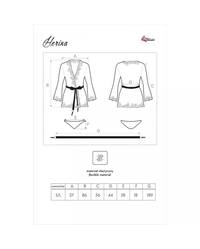 LIVCO CORSETTI FASHION - ROBE DE CHAMBRE + CULOTTE HERINA LC XG056 NOIR TAILLE UNIQUE