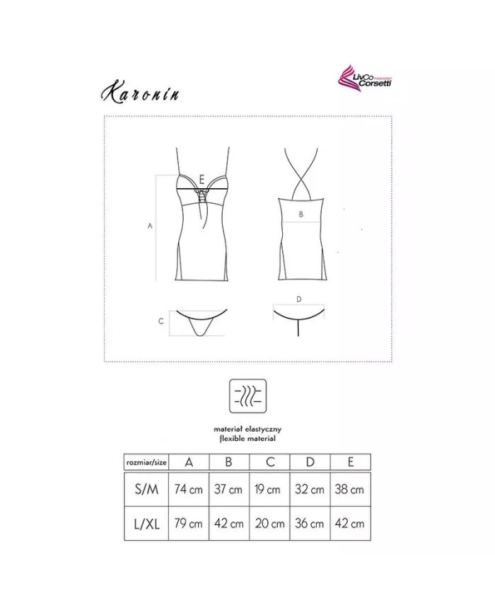 LIVCO CORSETTI FASHION - KARONIN LC 90628 CHEMISE + CULOTTE NOIR