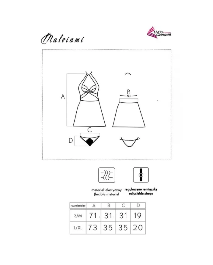 LIVCO CORSETTI FASHION - MALVIAMI LC 90625 CHEMISE + CULOTTE NOIR