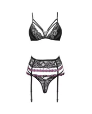 LIVCO CORSETTI FASHION - SNEHANA LC 90443 SOUTIEN-GORGE + JARRETIÈRE + CULOTTE NOIR
