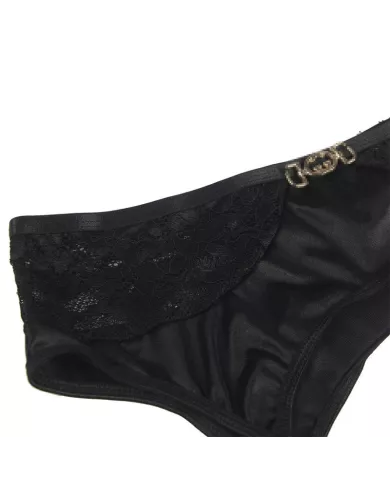 SUBBLIME - ENSEMBLE 3 PIÈCES SOUTIEN-GORGE + STRING + JARRETIÈRE DENTELLE NOIR S/M