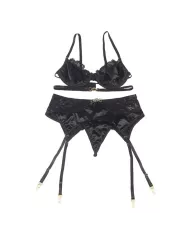 SUBBLIME - LOT 3 PIÈCES SOUTIEN-GORGE + STRING + JARRETIÈRE DENTELLE NOIR L/XL SUBBLIME - LOT 3 PIÈCES SOUTIEN-GORGE + STRING + JARRETIÈRE DENTELLE NOIR L/XL
