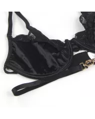 SUBBLIME - LOT 3 PIÈCES SOUTIEN-GORGE + STRING + JARRETIÈRE DENTELLE NOIR L/XL SUBBLIME - LOT 3 PIÈCES SOUTIEN-GORGE + STRING + JARRETIÈRE DENTELLE NOIR L/XL