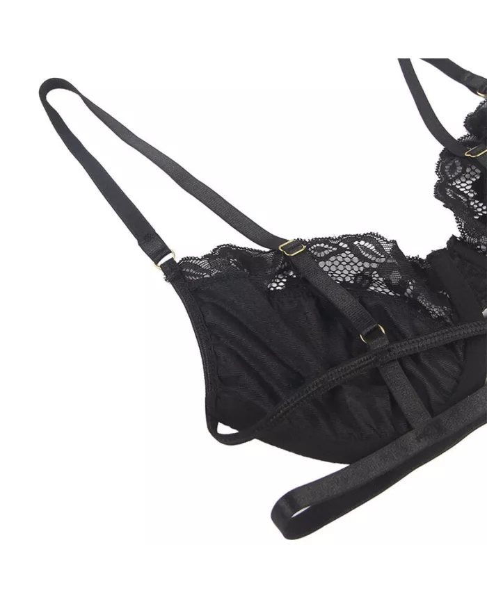 SUBBLIME - LOT 3 PIÈCES SOUTIEN-GORGE + STRING + JARRETIÈRE DENTELLE NOIR L/XL SUBBLIME - LOT 3 PIÈCES SOUTIEN-GORGE + STRING + JARRETIÈRE DENTELLE NOIR L/XL