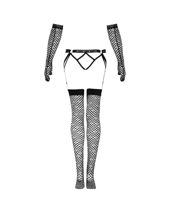 LIVCO CORSETTI FASHION - ENSEMBLE NEMALIA JARRETIÈRE + BAS + GANTS NOIR