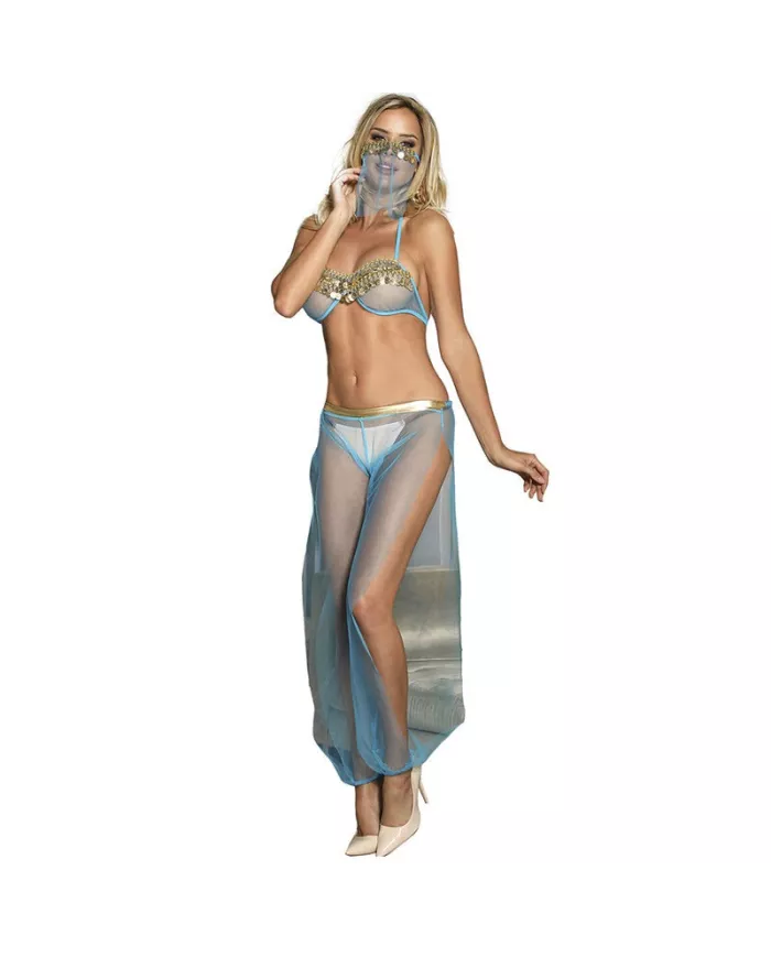 SUBBLIME - ENSEMBLE LINGERIE BLEU STYLE INDIEN L/XL