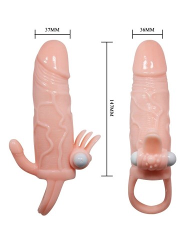 BAILE - COUVRE-PÉNIS BRAVE MAN AVEC CHAIR DE STIMULATION CLIT ET ANAL 16.5 CM