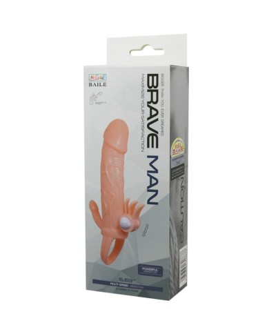 BAILE - COUVRE-PÉNIS BRAVE MAN AVEC CHAIR DE STIMULATION CLIT ET ANAL 16.5 CM