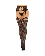 LEG AVENUE - BAS JARRETIÈRE DENTELLE FLORALE NOIR