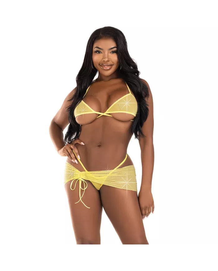 LEG AVENUE - ENSEMBLE TROIS PIÈCES DIAMANTS JAUNE M/L