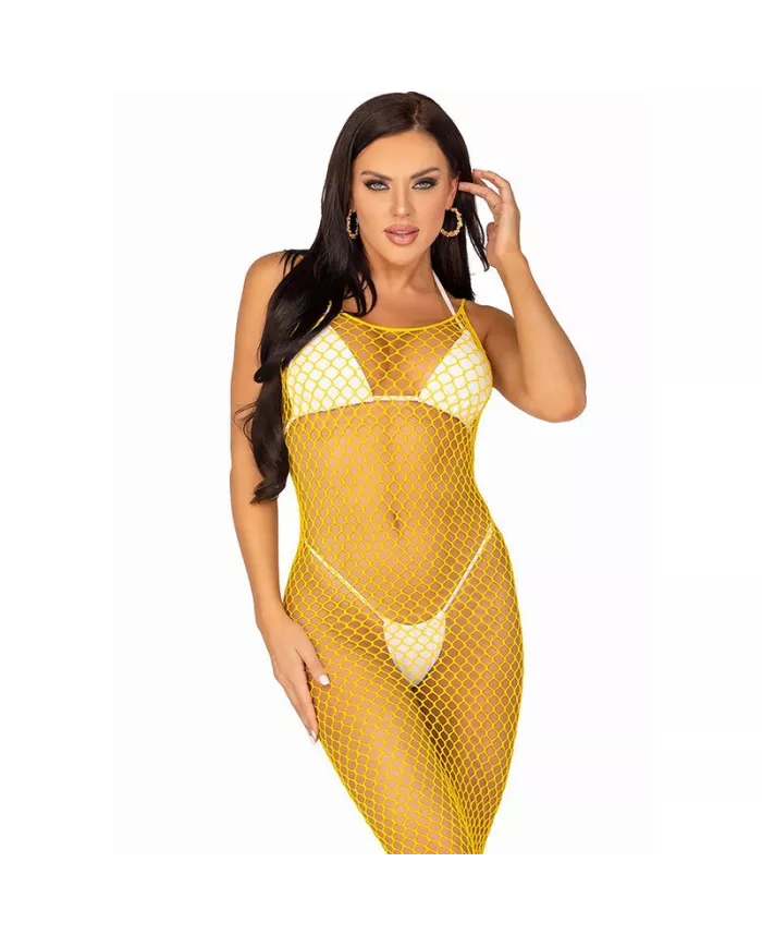LEG AVENUE - ROBE LONGUE FILET JAUNE TAILLE UNIQUE